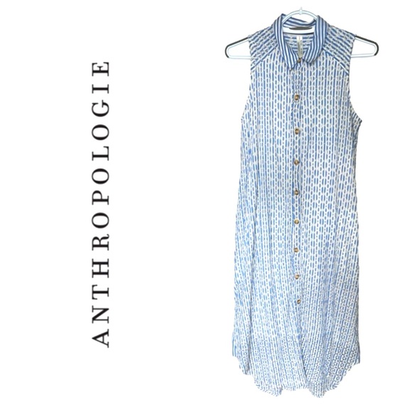 Anthropologie Kismet Shirt Dress Size 6 Eyelet
Collared Midi Pinstriped - Picture 1 of 6